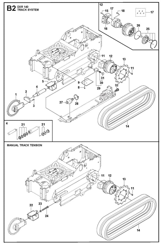 Track System Parts for DXR 140 By Husqvarna