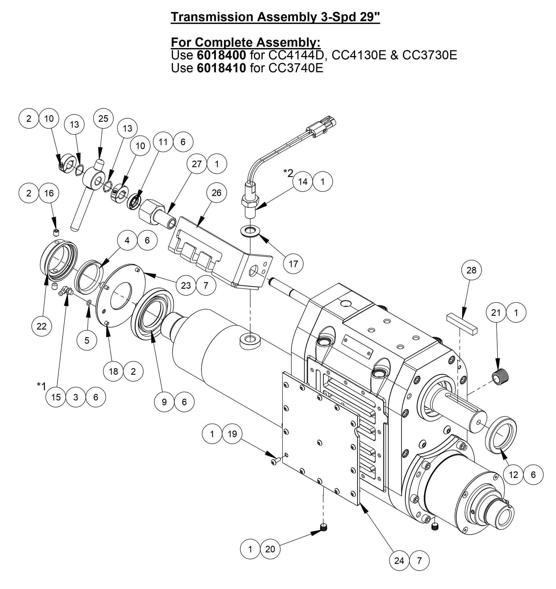 CC4144DXL-3 Transmission Assembly 3-spd 29''