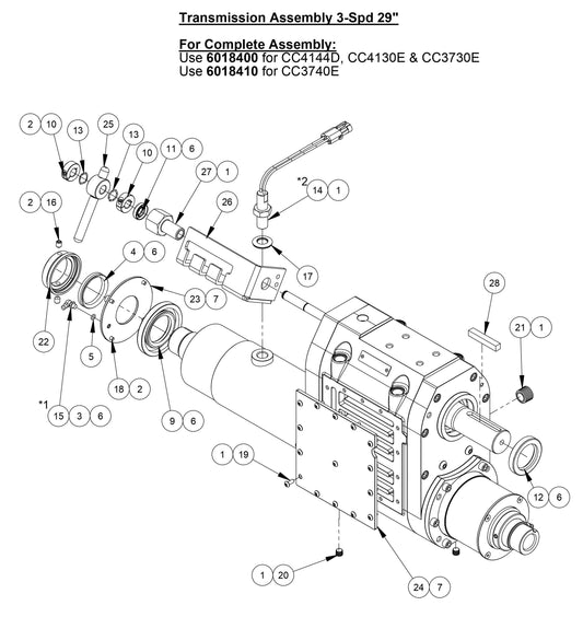 CC4144DXL-3 Transmission Assembly 3-spd 29''