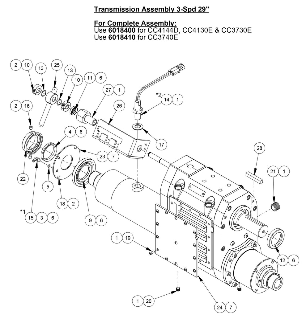 CC4144DXL-3 Transmission Assembly 3-spd 29''