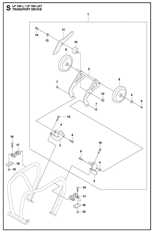 Transport Device Parts For LF 100 LAT Diesel By Husqvarna