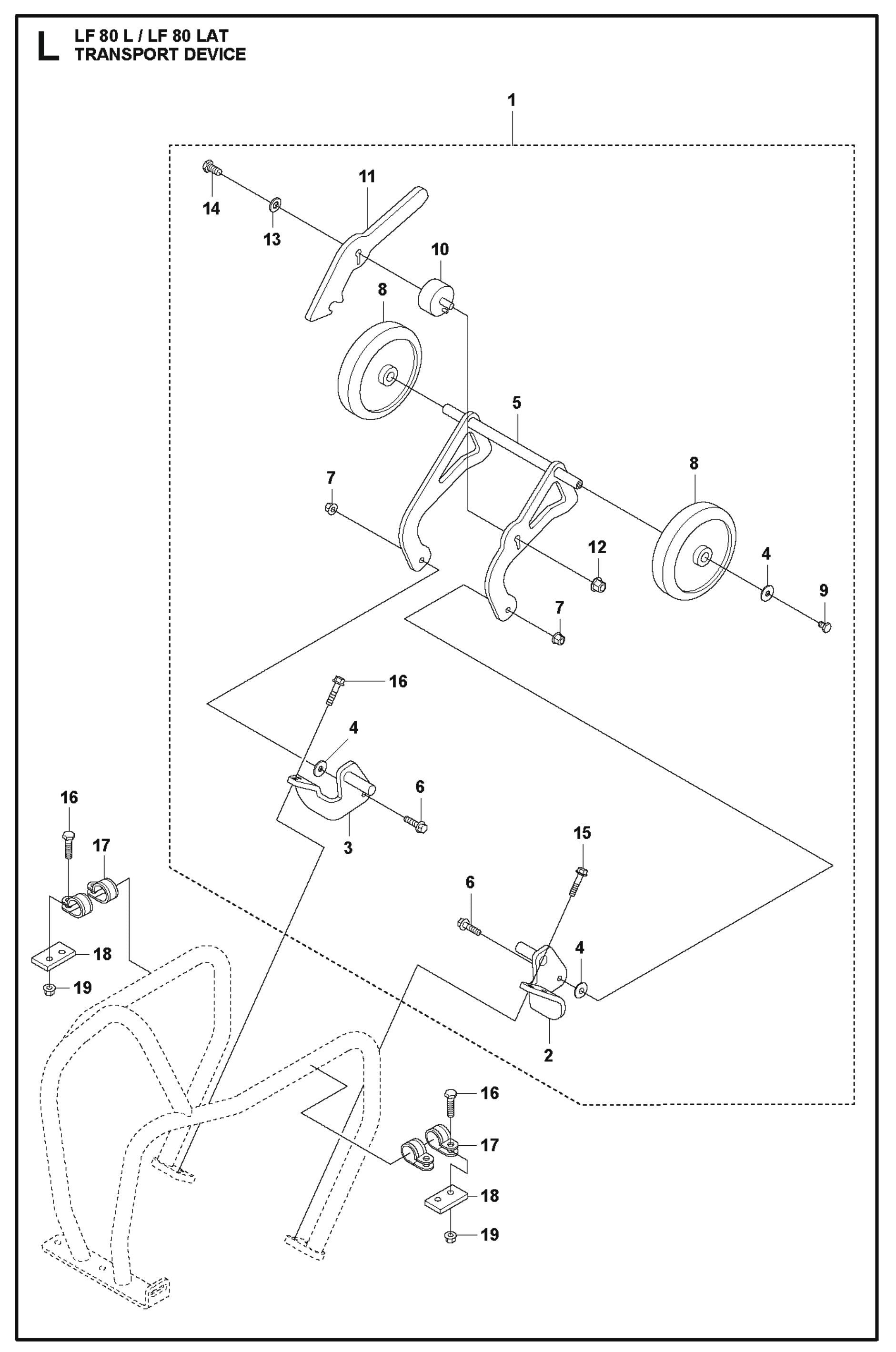 Transport Device Parts For LF 80 L By Husqvarna