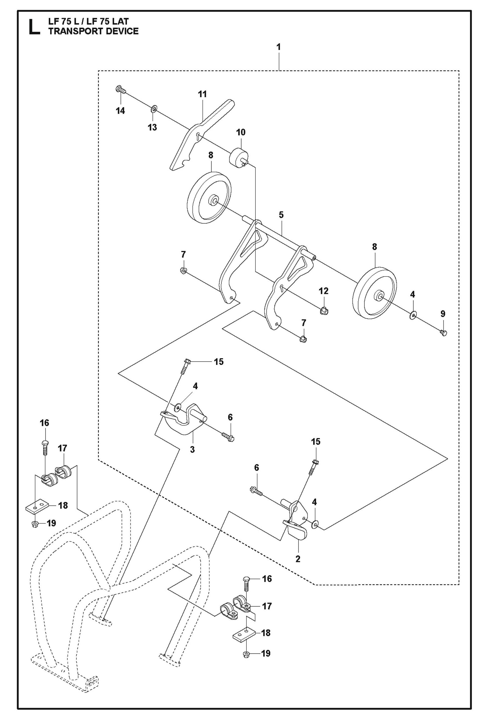 Transport Device Parts For LF 75 LAT By Husqvarna