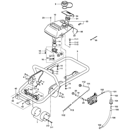 MTX60HD Fuel Tank and Handle Assembly