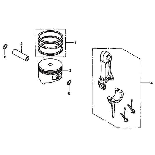 MTX60HD Honda GX100UKRBF Engine Piston &amp; Connecting Road Assembly