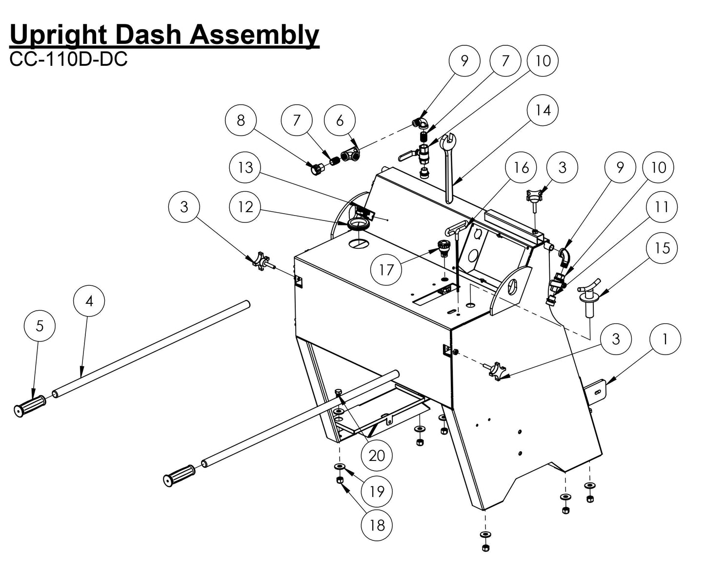 CC-110D-DC Upright Dash Assembly Parts