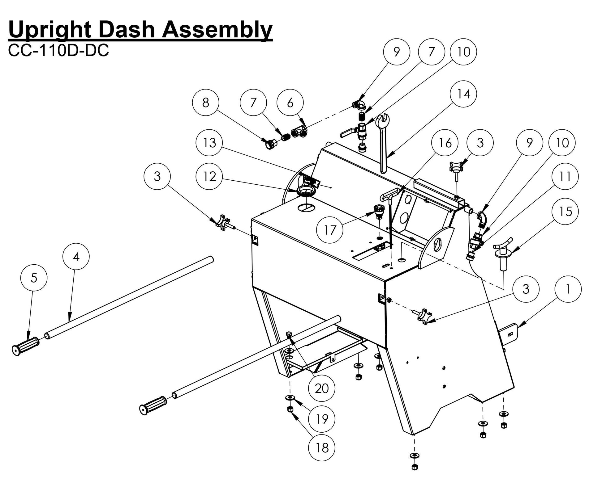 CC-110D-DC Upright Dash Assembly Parts