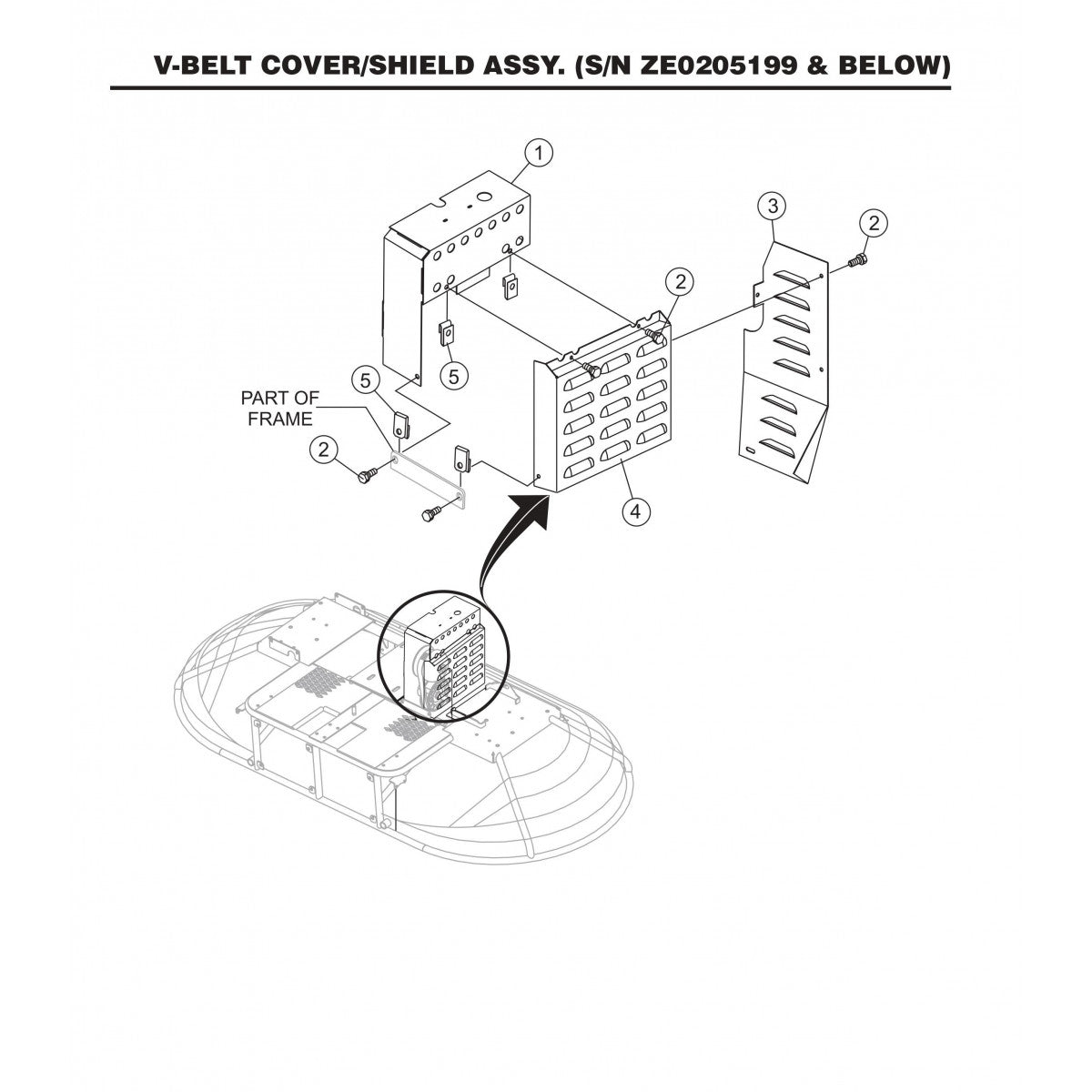 HTN27KTCSL HTN28KTCSL V-Belt Cover/Shield Assembly (S/N ZE0205199 and Below)