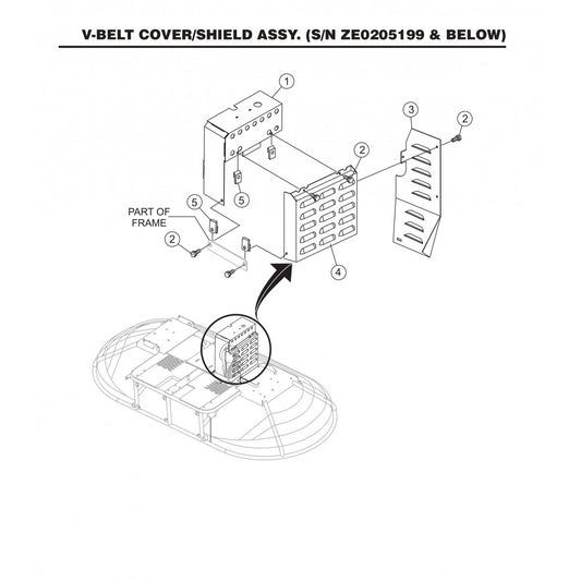 HTN27KTCSL HTN28KTCSL V-Belt Cover/Shield Assembly (S/N ZE0205199 and Below)