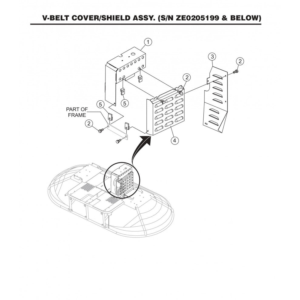 HTN27KTCSL HTN28KTCSL V-Belt Cover/Shield Assembly (S/N ZE0205199 and Below)