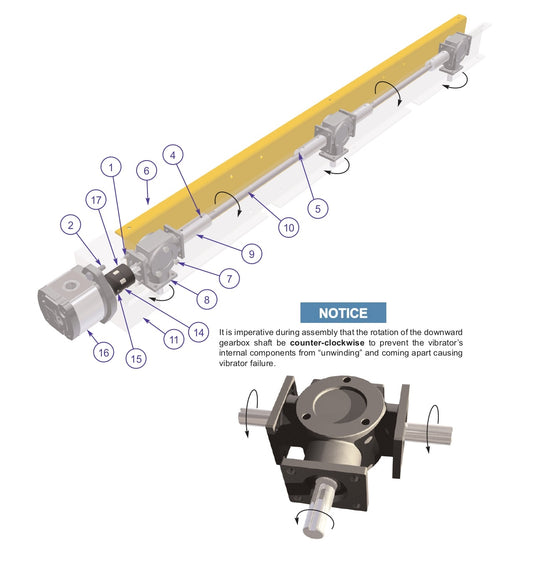 TRTP255T4 Triple Roller Tube Pavers Vibrator Shaft Assembly Parts by Allen Engineering