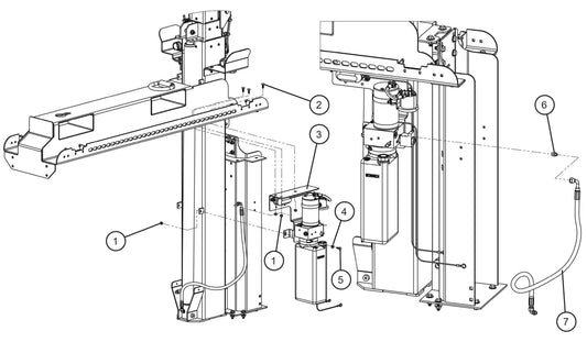 V Series Night-Lite Pro II Vertical Tower Hydraulic Pump w/Bottom Port Cylinder Parts By Allmand