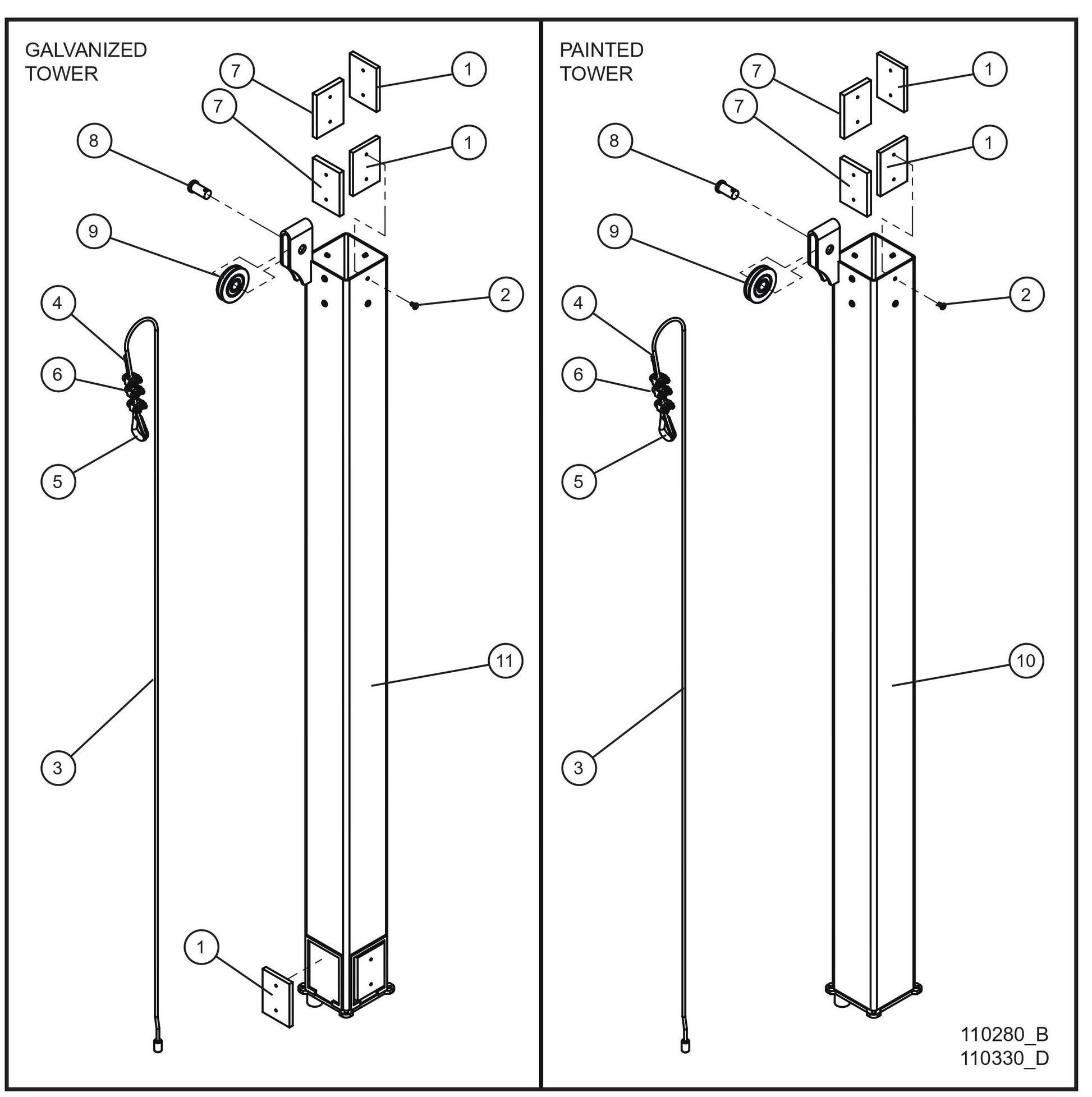 V Series Night-Lite Pro II Vertical Tower Parts New Style (3 of 5) Parts By Allmand