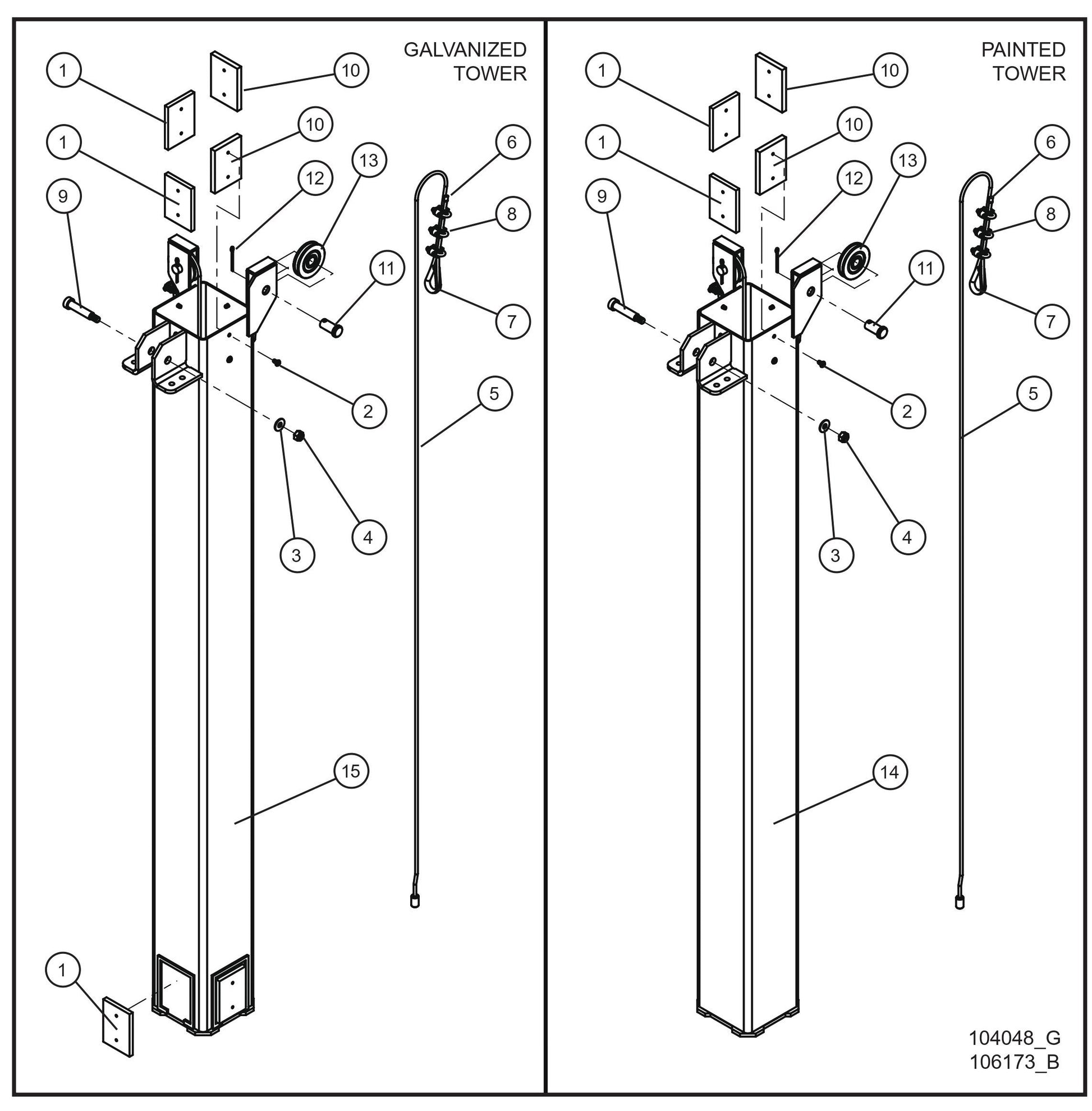 V Series Night-Lite Pro II Vertical Tower Parts Old Style (2 of 5) Parts By Allmand