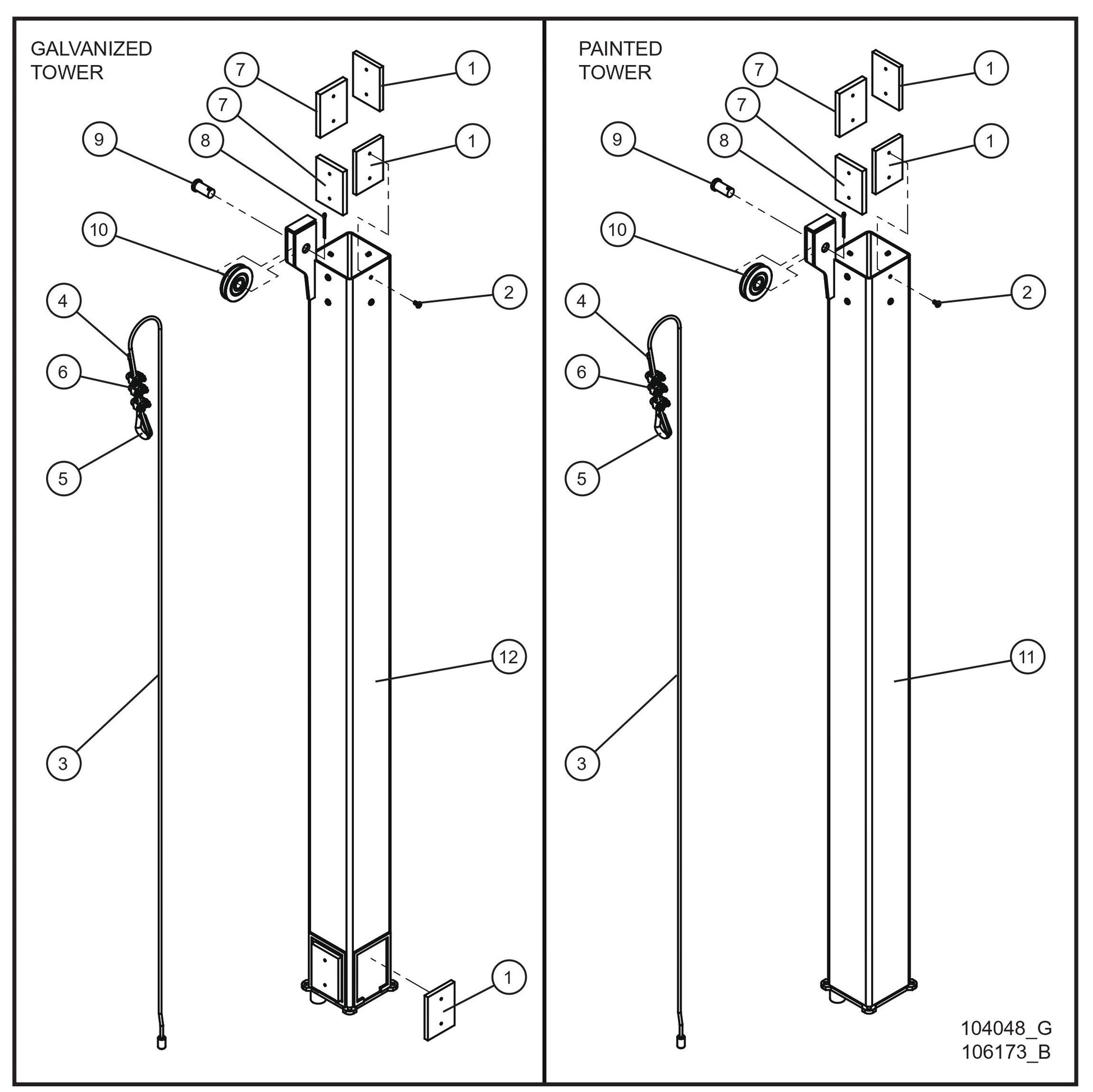 V Series Night-Lite Pro II Vertical Tower Parts Old Style (3 of 5) Parts By Allmand