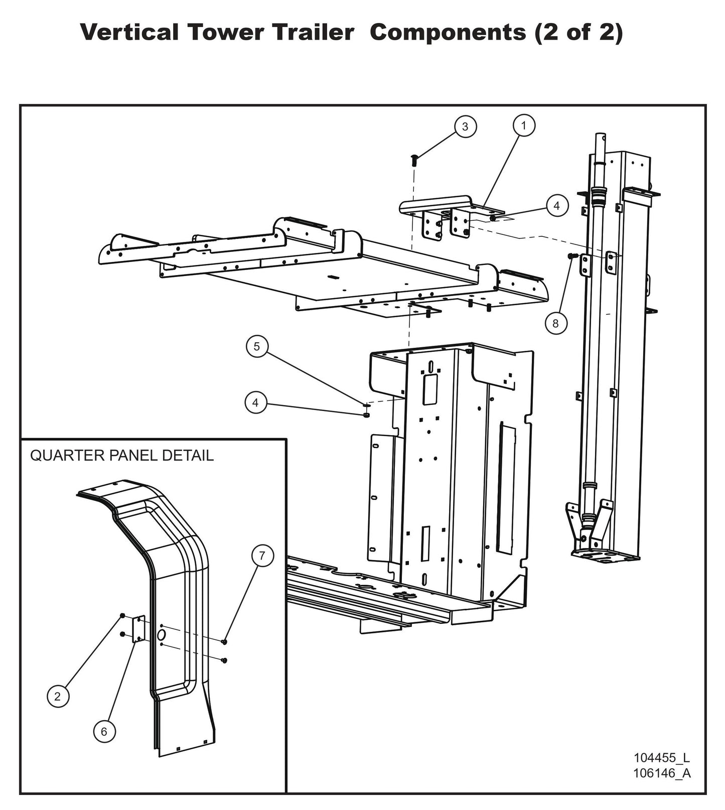 Vertical Tower Trailer Components 2 Parts By Allmand