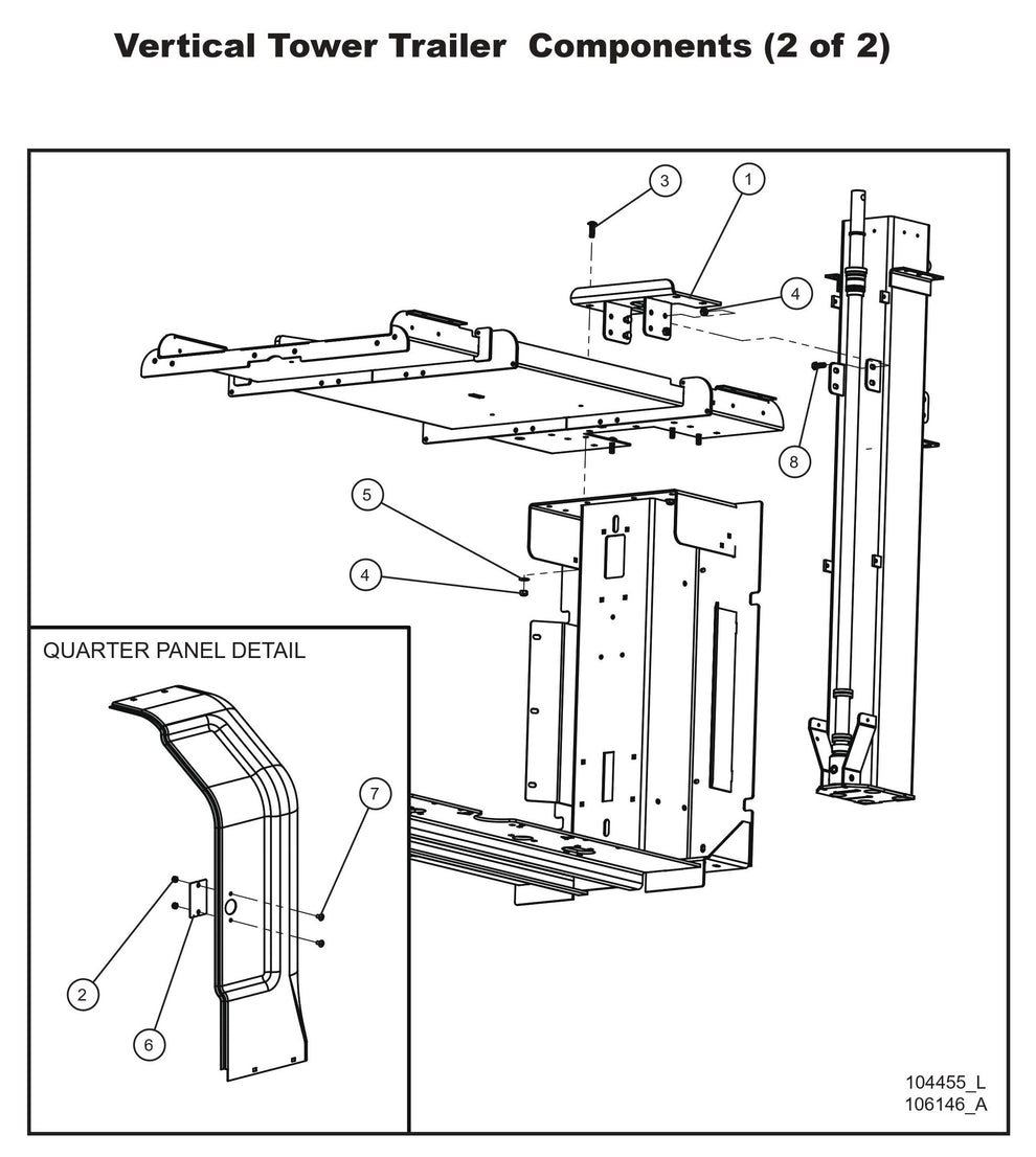 Vertical Tower Trailer Components 2 Parts By Allmand