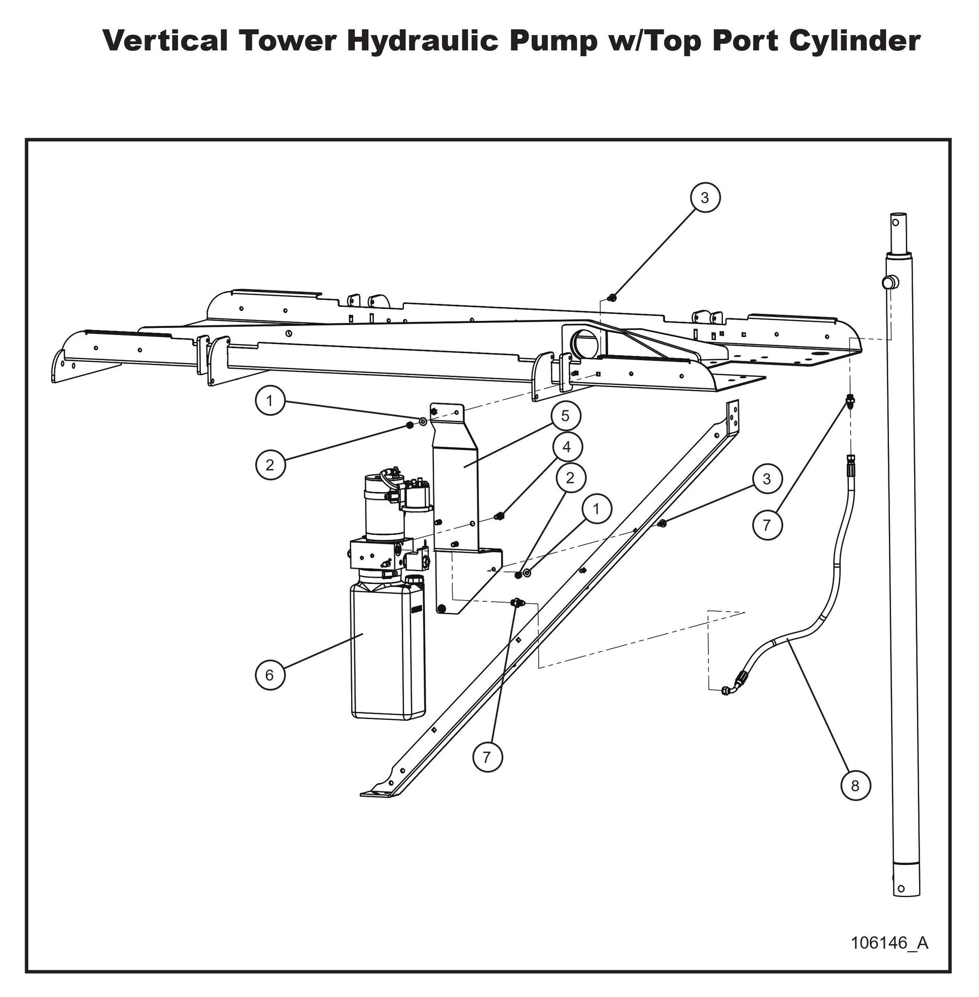 Vertical Tower Hydraulic Pump W/Top Port Cylinder Parts By Allmand
