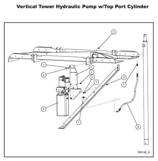 Vertical Tower Hydraulic Pump W/Top Port Cylinder Parts By Allmand