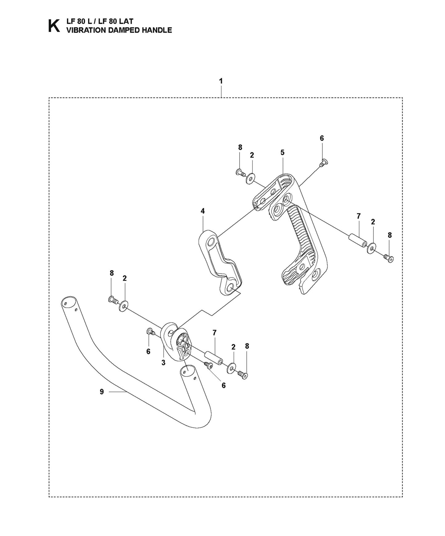 Vibration Damped Handle Parts For LF 80 LAT By Husqvarna