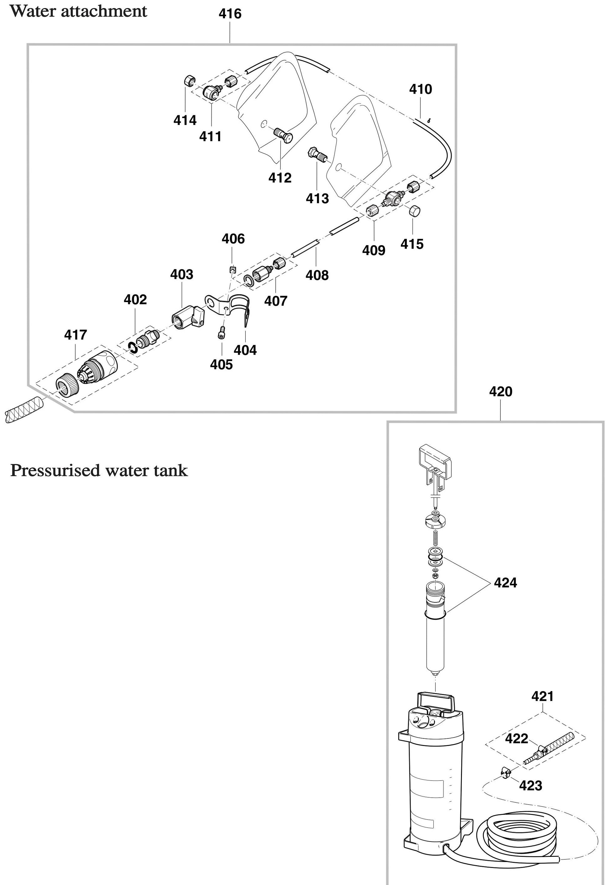 Water Attachment And Pressurized water tank Assembly parts for DPC6410, DPC6411, DPC7310, DPC7311, DPC8112 By Makita