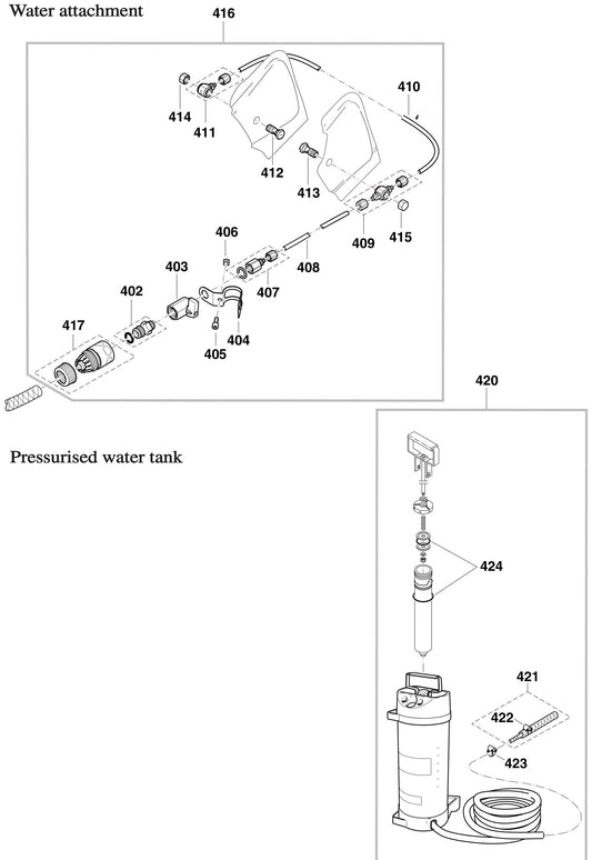 Water Attachment And Pressurized water tank Assembly parts for DPC6410, DPC6411, DPC7310, DPC7311, DPC8112 By Makita