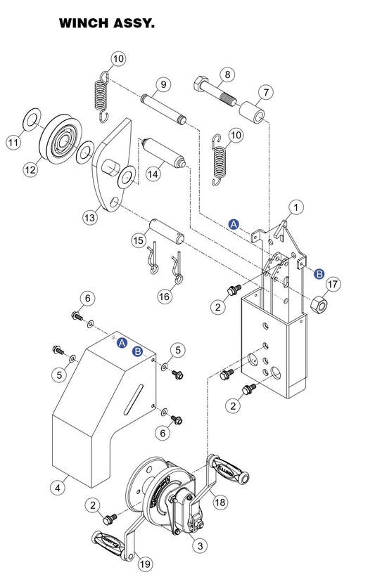 GBX12SK, GBX24BK GloBug Lighting System Winch Assembly Parts by Multiquip