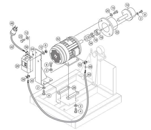 Three Phase, 5HP Electric Motor Assembly Parts- WM120PH, WM120SH Hydraulic Plaster/ Mortar Mixers