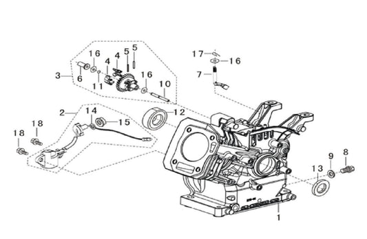 BE WP-1020R 1" Water Pump Crankcase Assembly Parts by BE Power Equipment