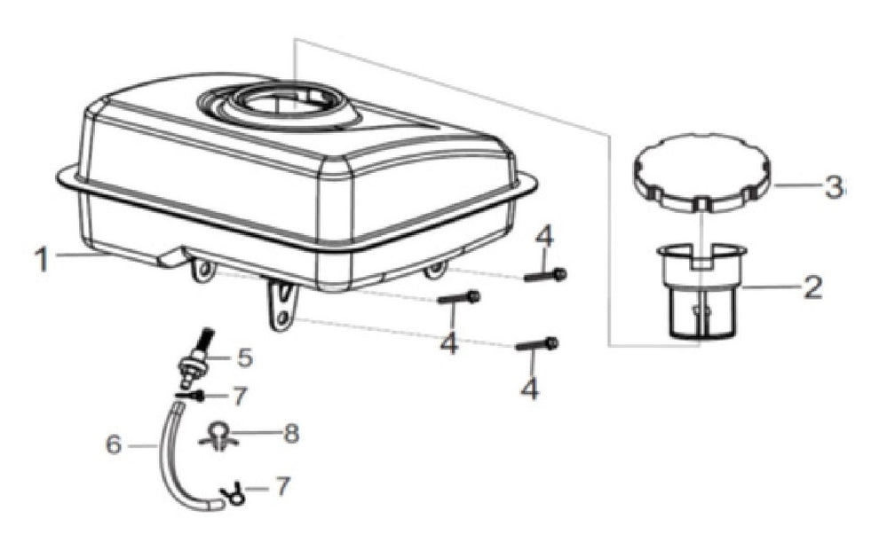 BE WP-1020R 1" Water Pump Fuel Tank Assembly Parts by BE Power Equipment