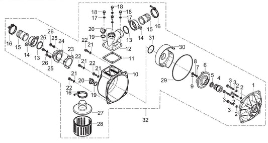 BE WP-3070S 3" Water Pump Assembly Parts by BE Power Equipment
