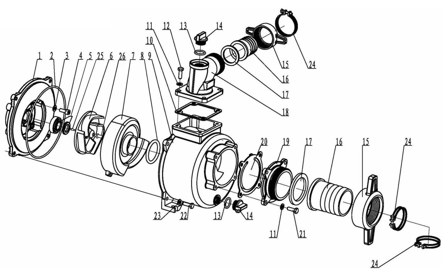 BE WP4013H 4" Water Pump Assembly 'RS' Type Parts by BE Power Equipment