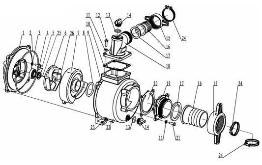 BE WP4013H 4" Water Pump Assembly 'RS' Type Parts by BE Power Equipment
