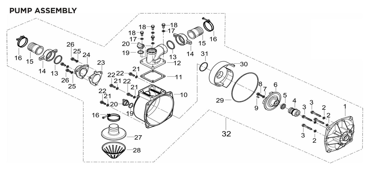 BE WPK-2065CM Water Pump Assembly Parts by BE Power Equipment