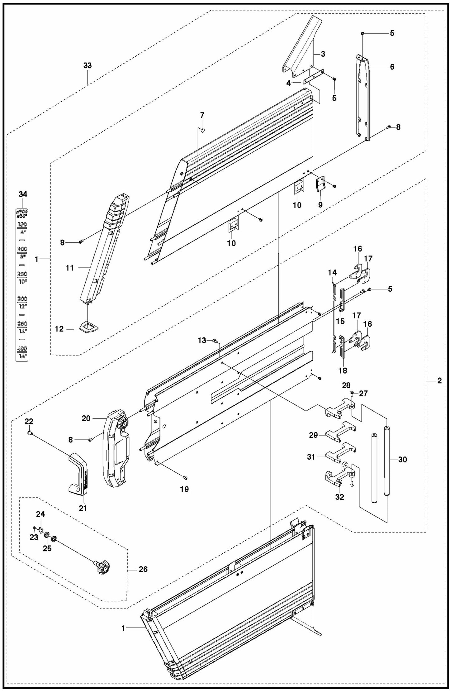 WS 220 Blade Guard 900mm Assembly Parts