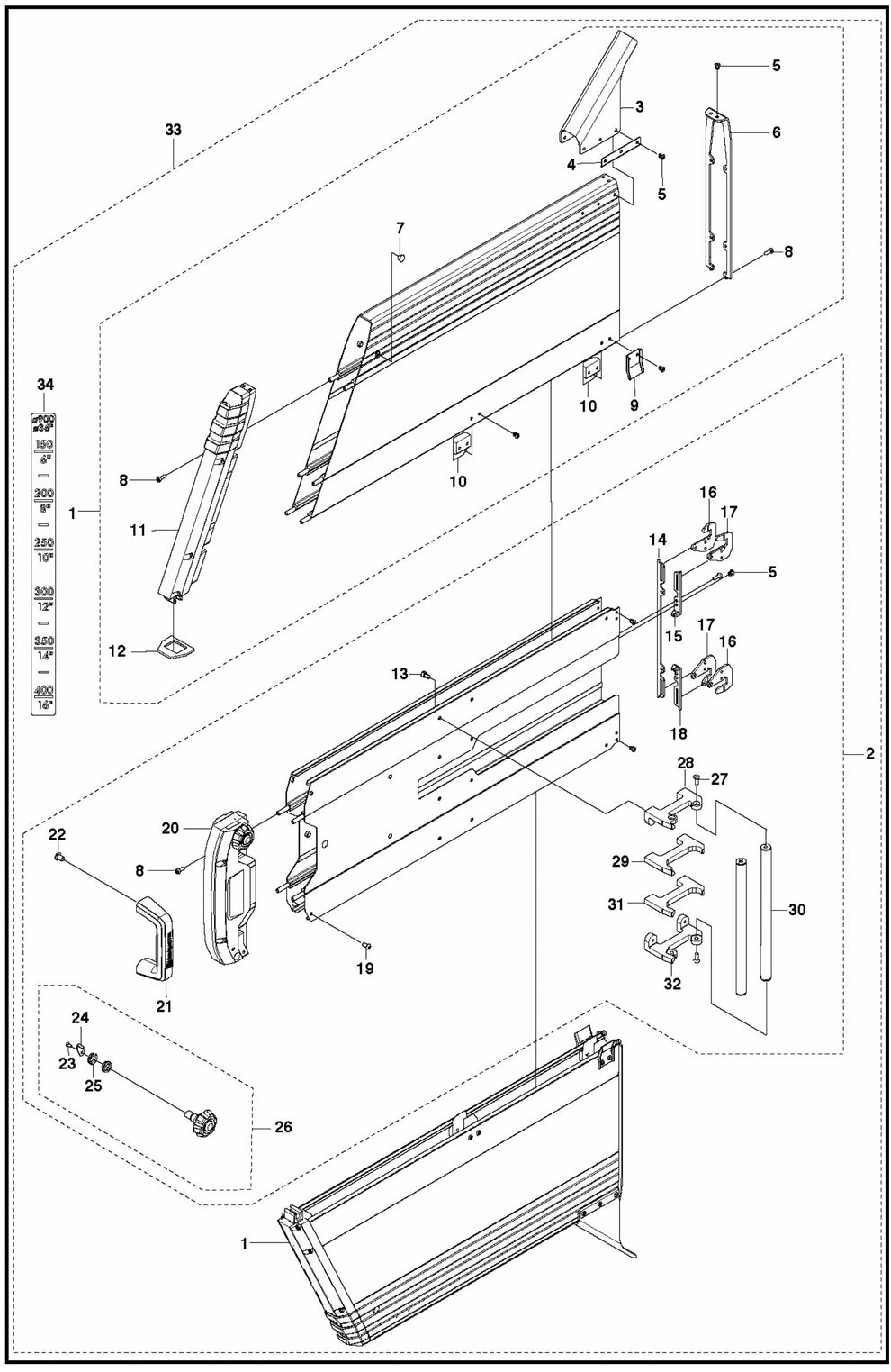 WS 220 Blade Guard 900mm Assembly Parts