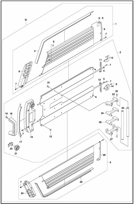 WS 220 Flush Blade Guard 600mm Assembly Parts