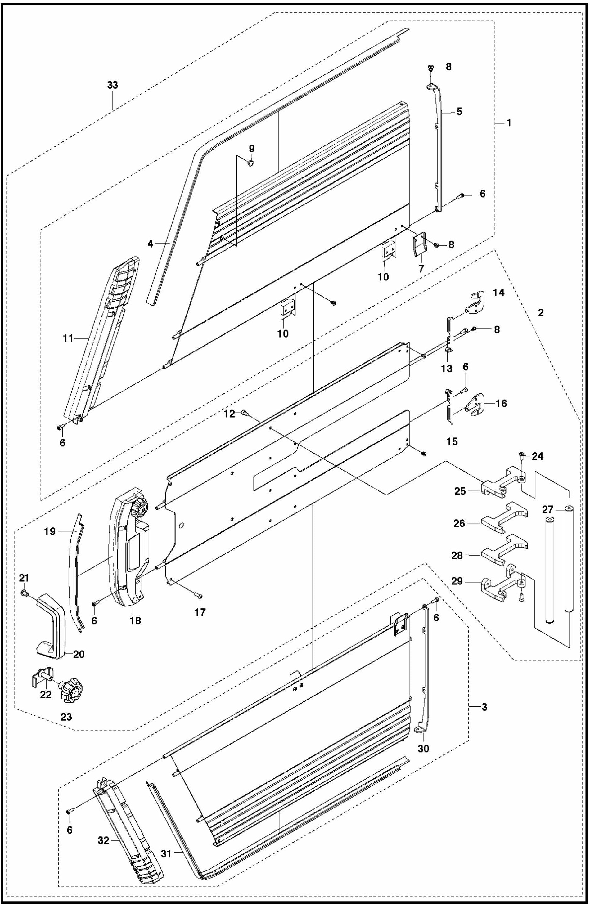 WS 220 Flush Blade Guard 900mm Assembly Parts