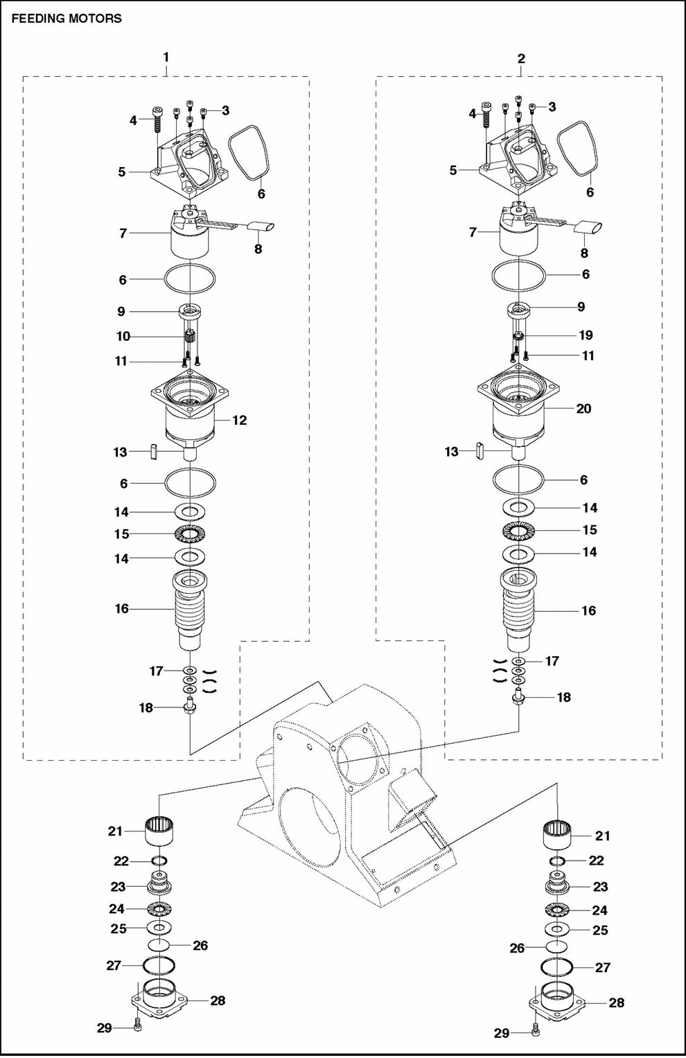 Feeding Motors Assembly Parts For WS 440 HF, WS 482 HF by Husqvarna