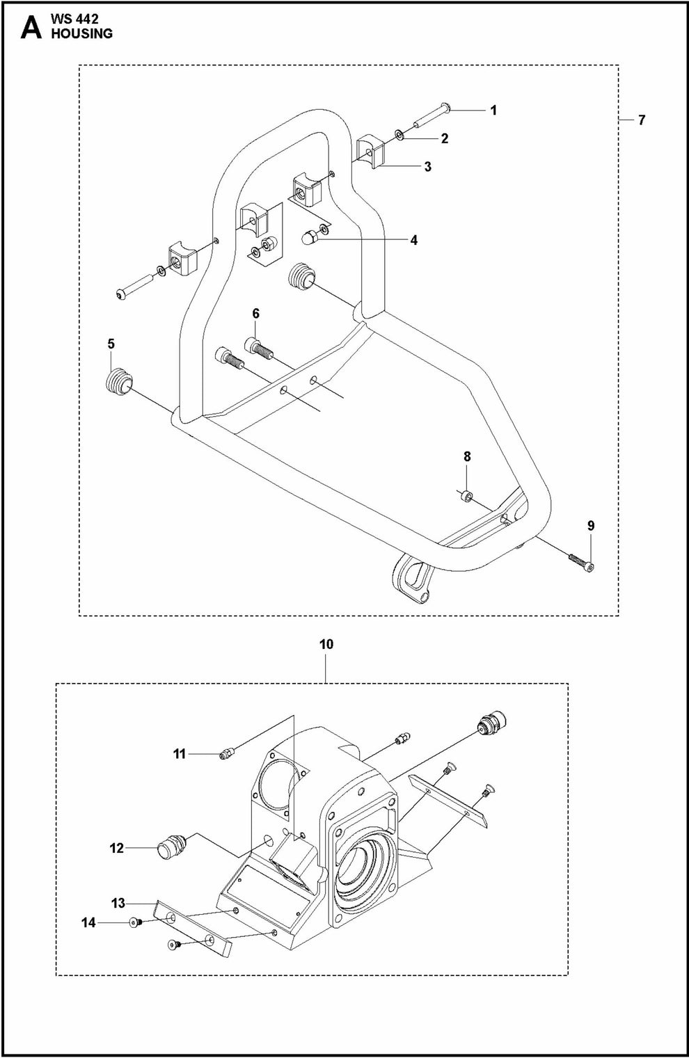 WS 442 Housing Assembly Parts By Husqvarna