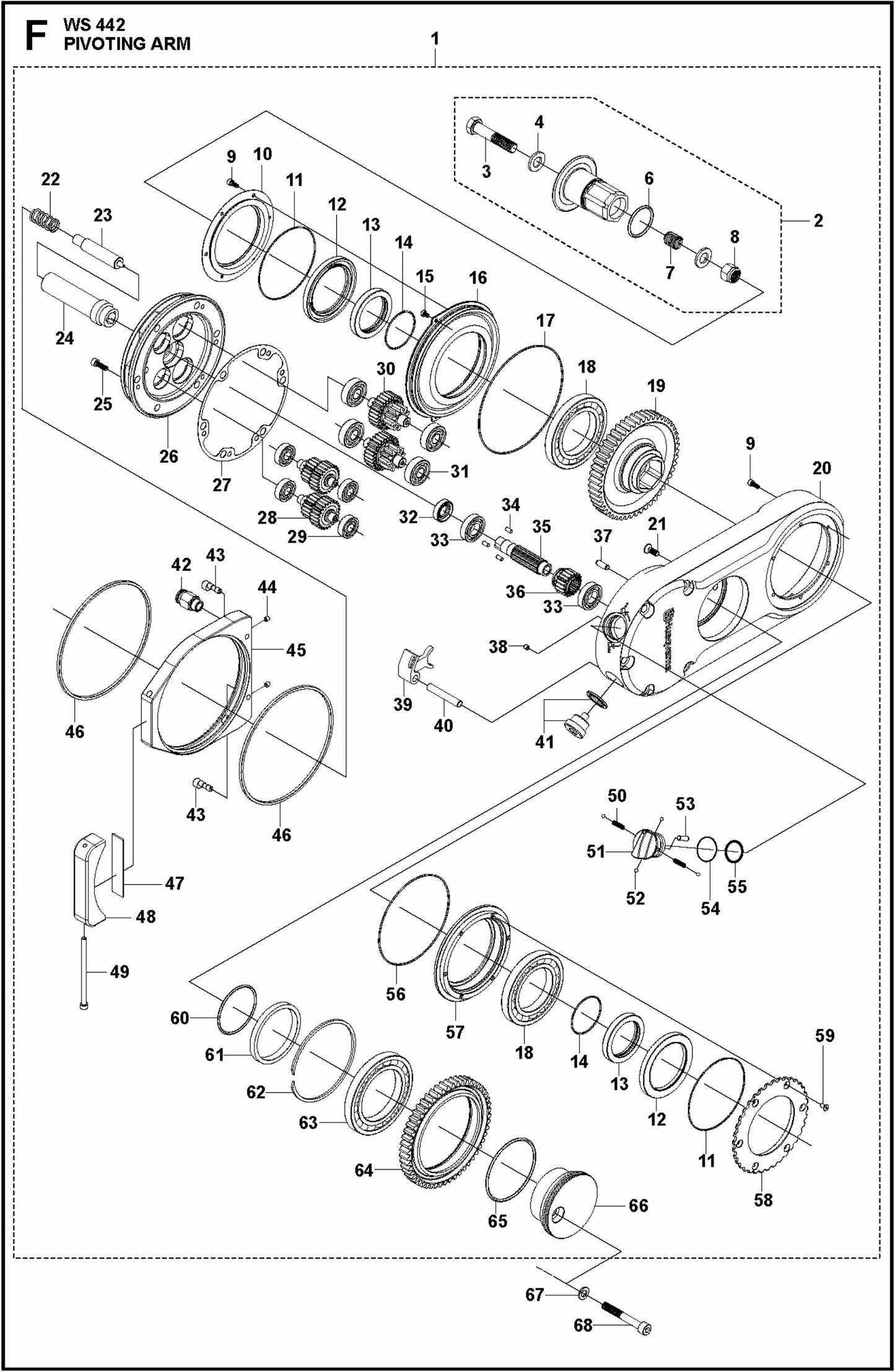 WS 442 Pivoting Arm Assembly Parts By Husqvarna