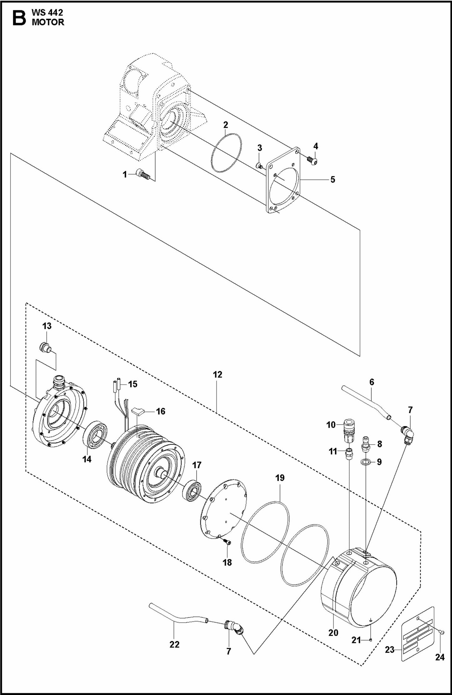 WS 442 Motor Assembly Parts By Husqvarna