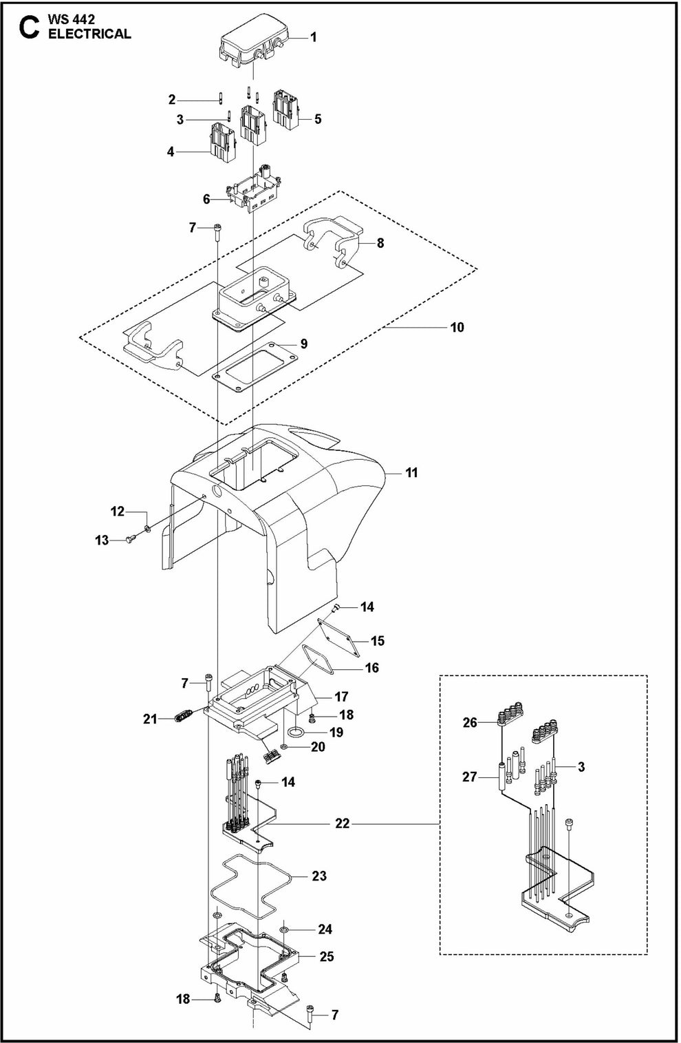 WS 442 Electrical Assembly Parts By Husqvarna