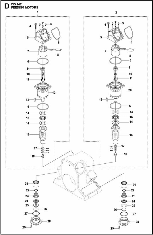 WS 442 Feeding Motors Assembly Parts By Husqvarna