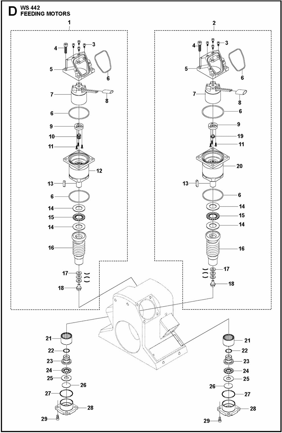 WS 442 Feeding Motors Assembly Parts By Husqvarna