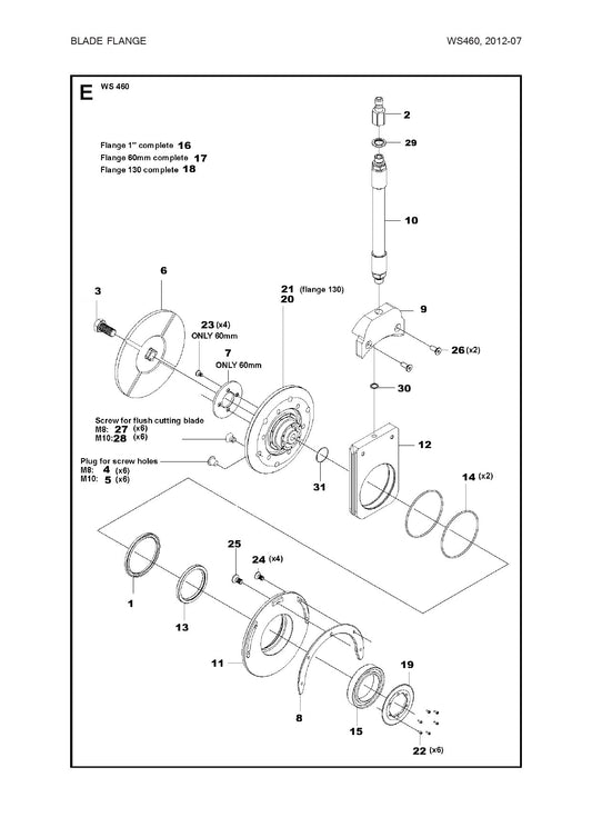 Blade Flange Parts For WS 460, WS 463 By Husqvarna