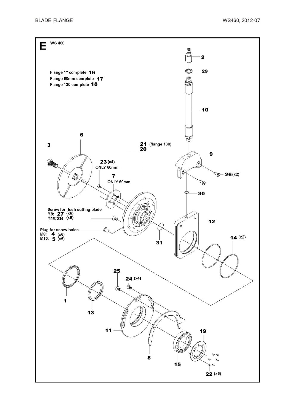 Blade Flange Parts For WS 460, WS 463 By Husqvarna
