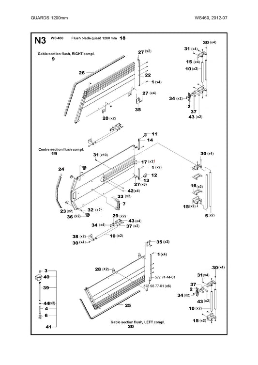 Flush Blade Guard  1200mm - Parts For WS 460, WS 463, WS 440 HF, WS 482 HF By Husqvarna