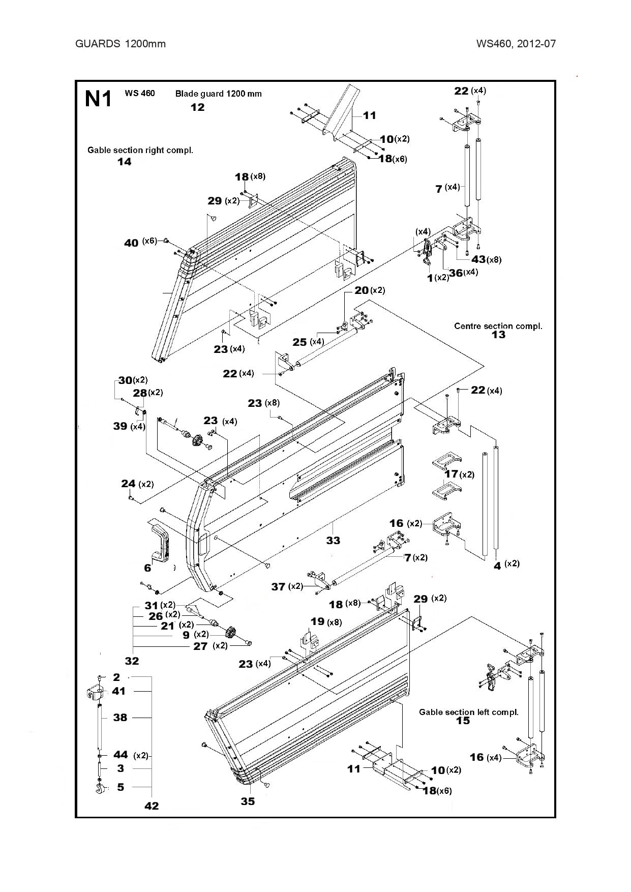 Blade Guard 1200 mm - Parts For WS 460, WS 440 HF, WS 482 HF By Husqvarna