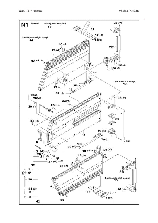 Blade Guard 1200 mm - Parts For WS 460, WS 440 HF, WS 482 HF By Husqvarna